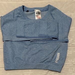 Gymshark Womens Heather Blue Crewneck Workout Top